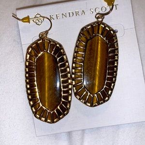 Kendra Scott Dayla Tiger’s Eye with Gold earrings